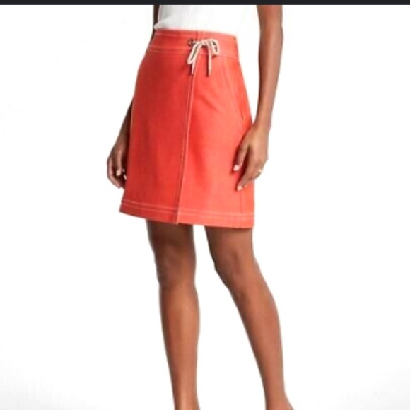 Ann Taylor Petite Skirt A-Line Faux Wrap Mini Skirt Cotton Blend Tie Detail 10P - Picture 14 of 14